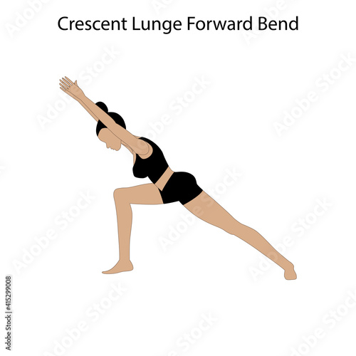 Crescent lunge forward bend pose yoga workout