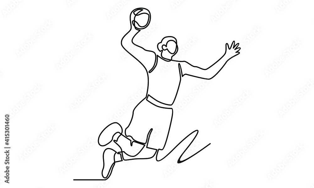 Continue line of basketball player dunking