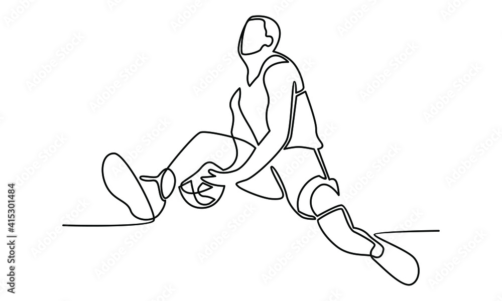 Continue line of basketball player dunking