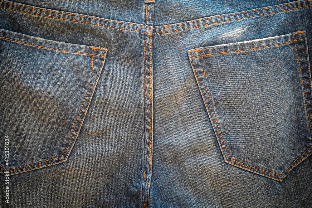 Fototapeta premium Denim jeans background, Cotton fabric.