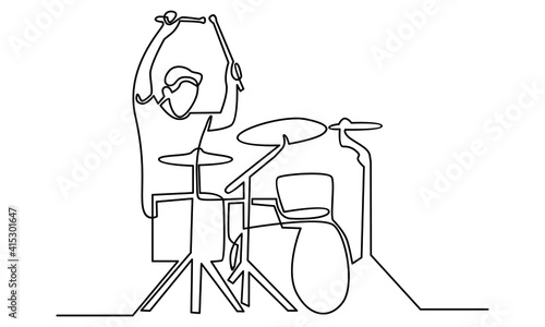 Continue line of man beating the drums