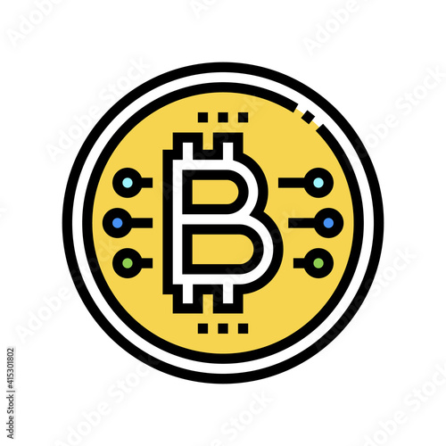 bitcoin coin ico color icon vector. bitcoin coin ico sign. isolated symbol illustration