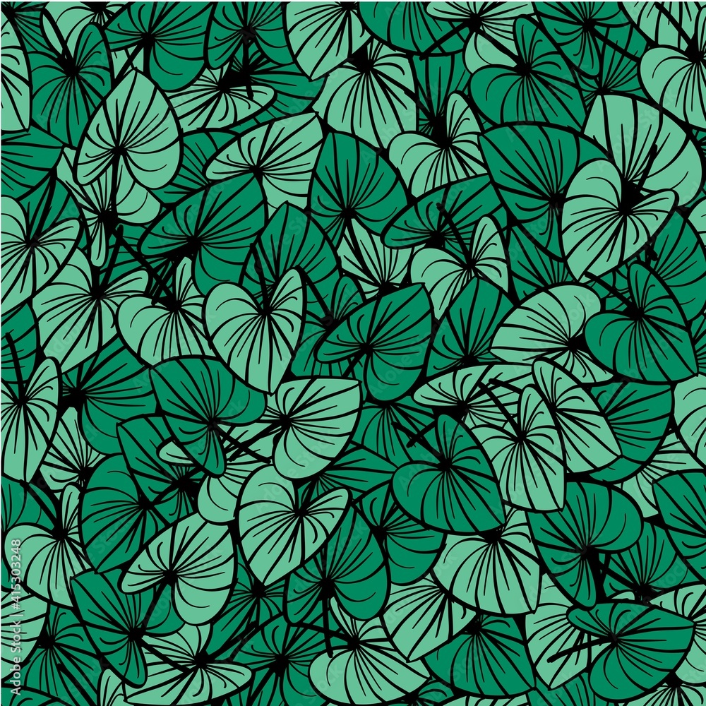 Seamless pattern leaf heart plant vector background