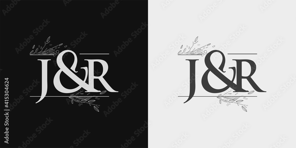 JR Initial logo, Ampersand initial Logo with Hand Draw Floral, Initial ...