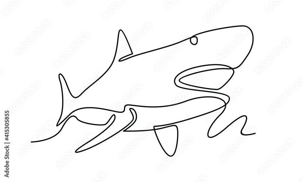 Fototapeta premium Continue line of shark icon