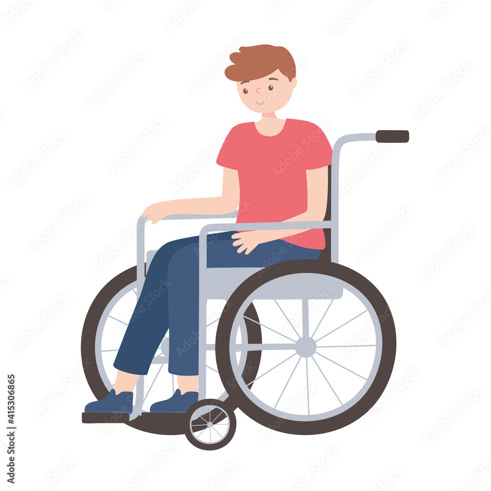 disabled young man in wheelchair isolated disabled young man in wheelchair isolated