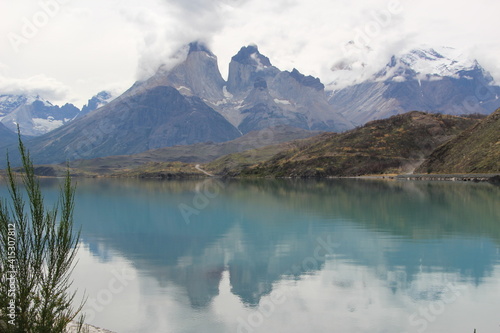 Reflections  Torres del Paine National Park  Patagonia  southern Chile. 