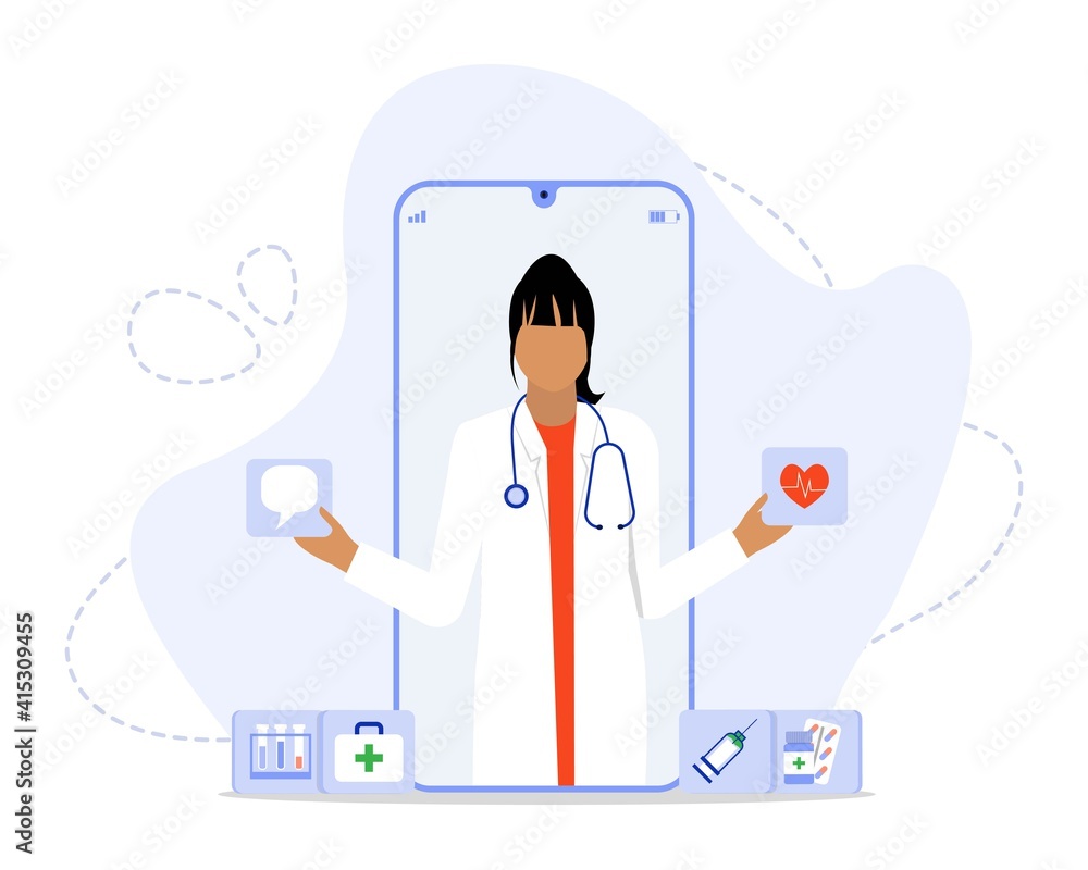Vector Illustration, Online Doctor Concept, Showing online healthcare consultation using a mobile apps,
Suitable for landing page, UI, web, App intro card, editorial, flyer,and banner Vector Illustration, Online Doctor Concept, Showing online healthcare consultation using a mobile apps,
Suitable for landing page, UI, web, App intro card, editorial, flyer,and banner