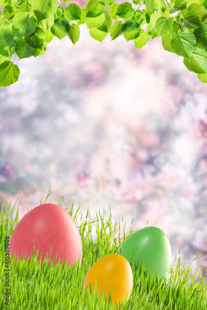 Easter colorful card with painted eggs