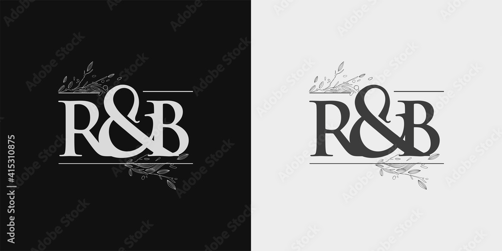 RB Initial logo, Ampersand initial Logo with Hand Draw Floral, Initial ...