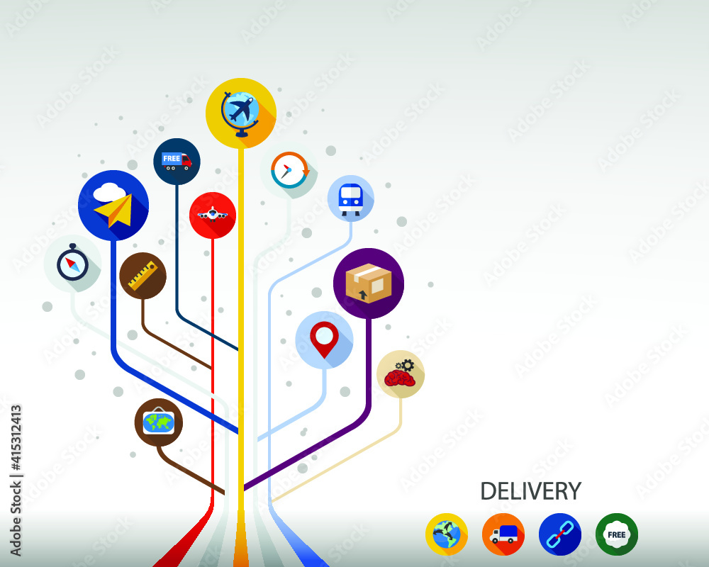 Obraz premium Delivery flat icon concept. Vector illustration. Element template for design.