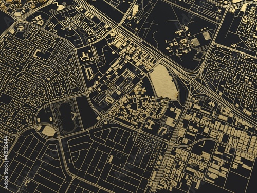 top view of the big city. illustration in casual graphic design. fragment of dubai 3d render