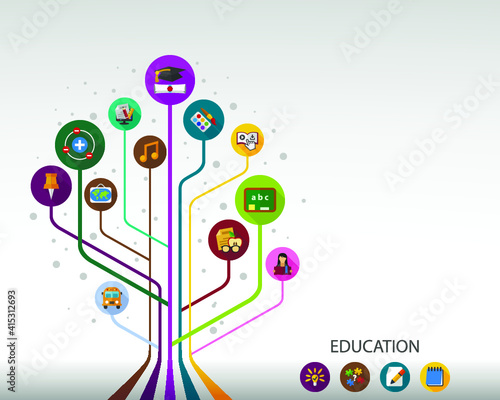 Education flat icon concept. Vector illustration. Element template for design.