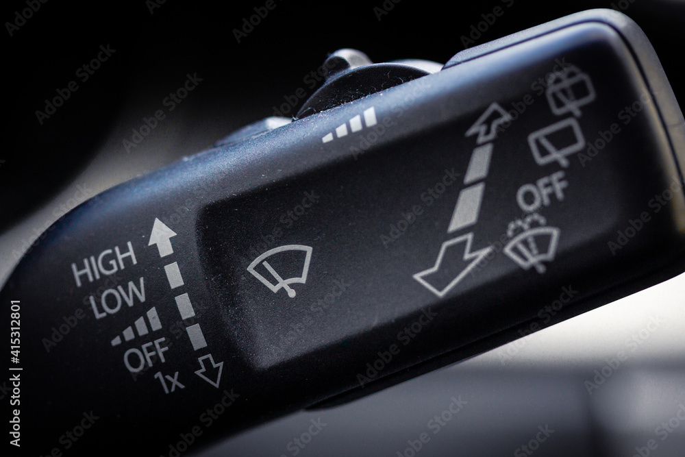 Wipers switch control isolated on white background. Adjusting speed of