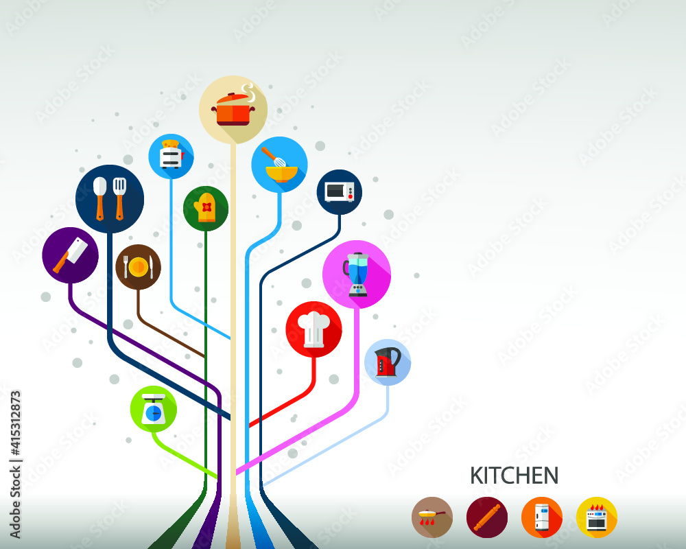 Obraz premium Kitchen flat icon concept. Vector illustration. Element template for design.