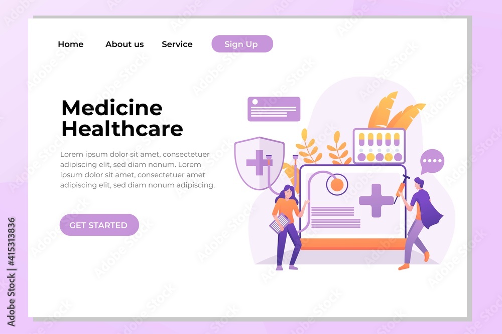 Unique Modern flat design concept of Medicine Healthcare for website and mobile website. Landing page template. Easy to edit and customize. Vector illustration