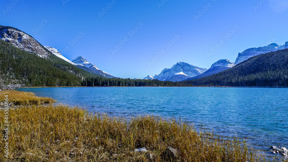 Lake and Mountains, Waterfowl Lakes, Icefields Parkway, Alberta, Canada