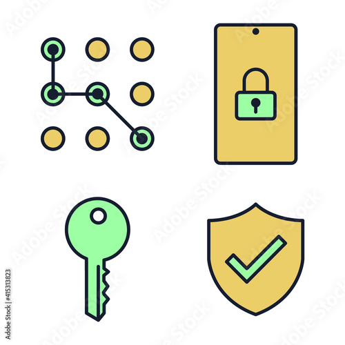 Set of Security icon. Security pack symbol template for graphic and web design collection logo vector illustration