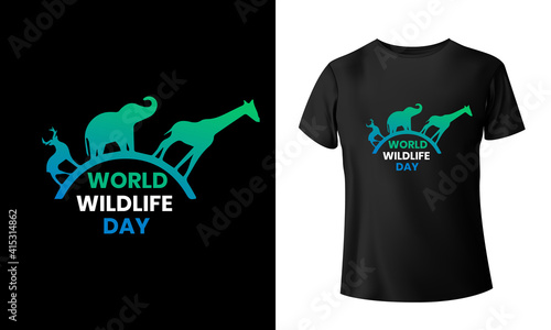 World wildlife day 2021 t shirt design, custom typography black t shirt design for boys and girls.