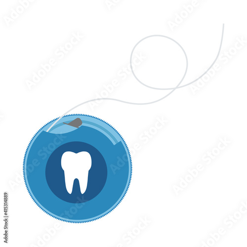 Dental floss.A special thread for cleaning the interdental spaces from plaque. Hygiene of the oral cavity. Vector illustration isolated on a white background for design and web.