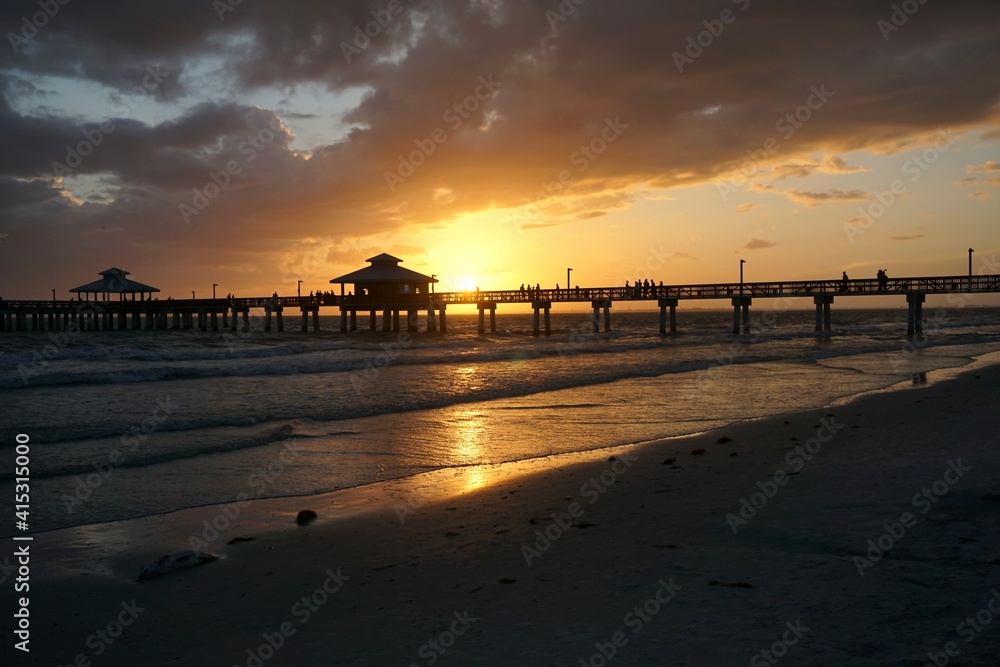Pier silhouette at dusk in Florida