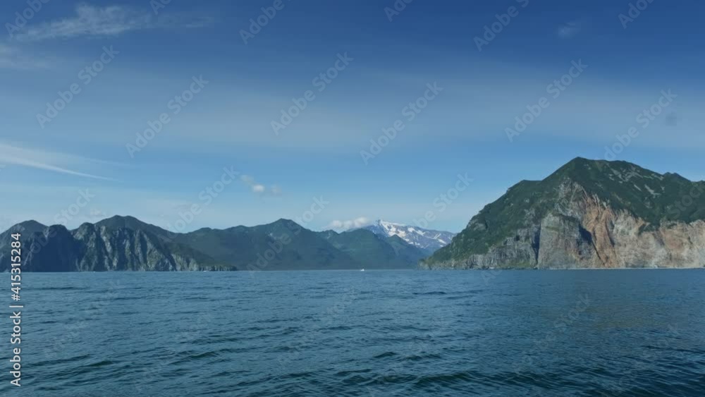 Panorama of the rocky coast of Kamchatka peninsula, Russia, 4k Panorama of the rocky coast of Kamchatka peninsula, Russia, 4k