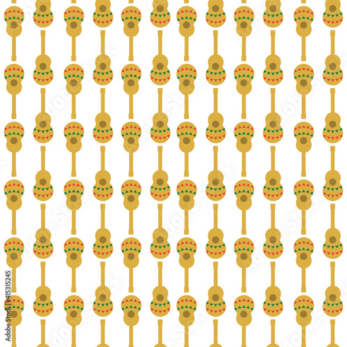 Mexican guitar seamless pattern, flat vector stock illustration with musical instrument as a symbol of mexico