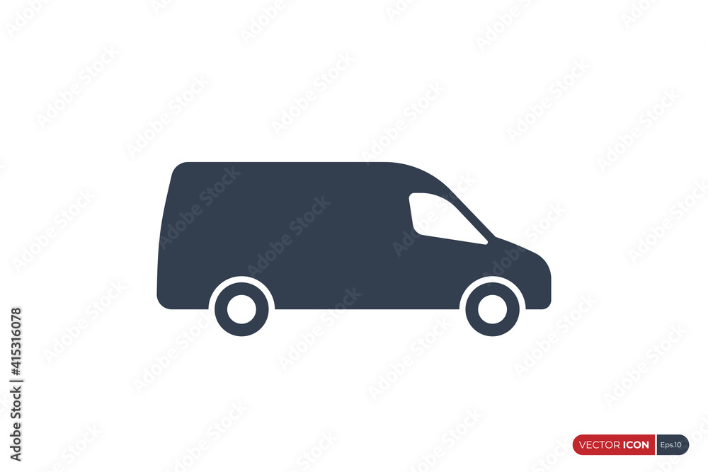 Simple Fast Shipping Delivery Truck Icon isolated on White Background. Usable for Apps, Websites and Business Resources. Flat Vector Icon Design Template Element.