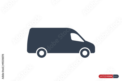 Simple Fast Shipping Delivery Truck Icon isolated on White Background. Usable for Apps, Websites and Business Resources. Flat Vector Icon Design Template Element.