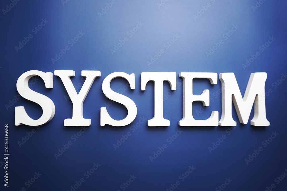 System alphabet letter on blue background System alphabet letter on blue background