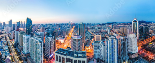Aerial photography of Qingdao urban landscape at night