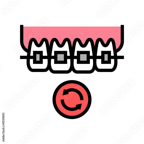 lingual tooth braces color icon vector. lingual tooth braces sign. isolated symbol illustration