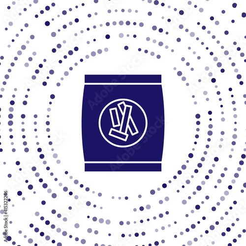 Blue Hard bread chucks crackers icon isolated on white background. Abstract circle random dots. Vector Illustration.