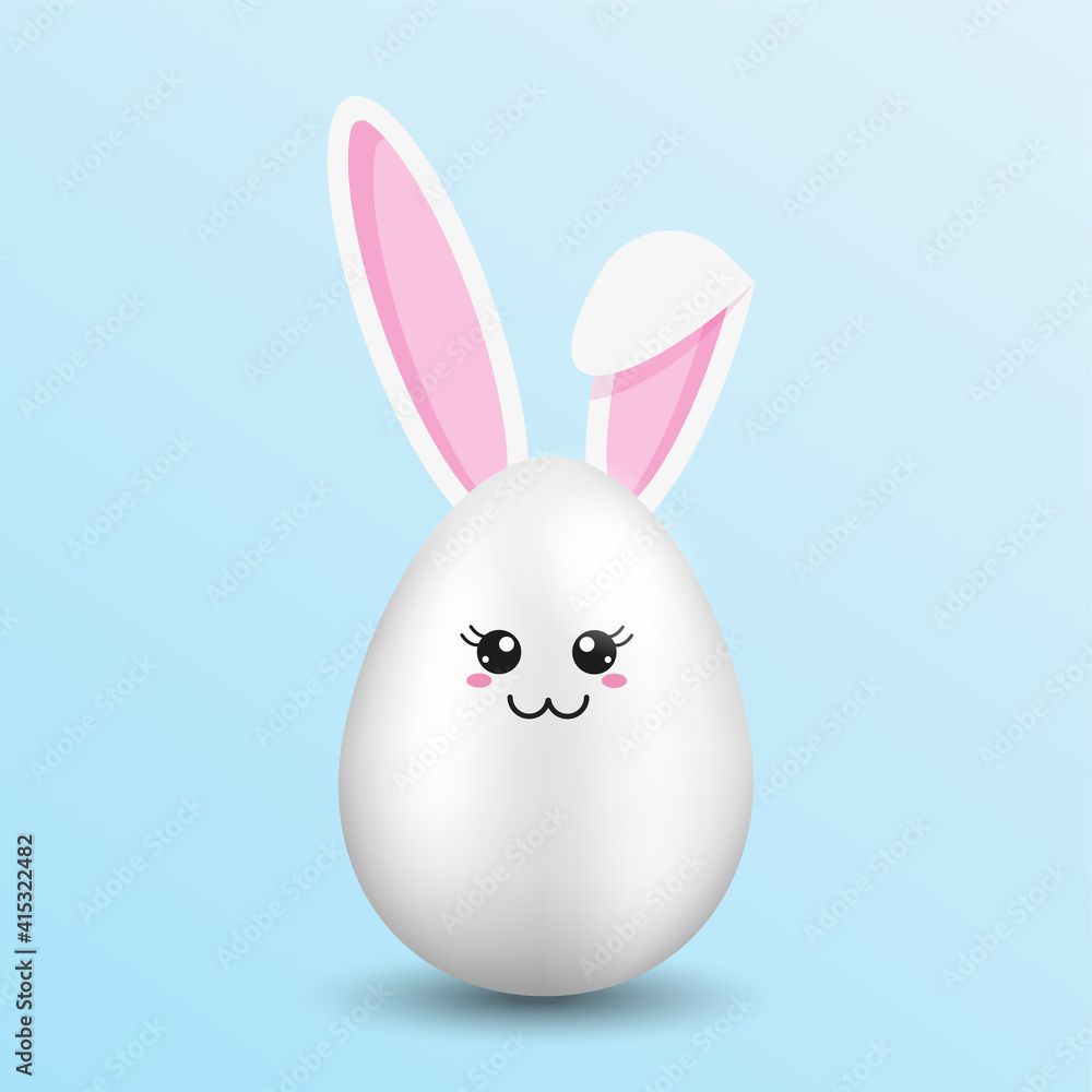 Easter egg. Easter egg with bunny ears on blue background. International Vector Celebration Illustration with Typography for Greeting Card or Party Invitation. Easter egg. Easter egg with bunny ears on blue background. International Vector Celebration Illustration with Typography for Greeting Card or Party Invitation.