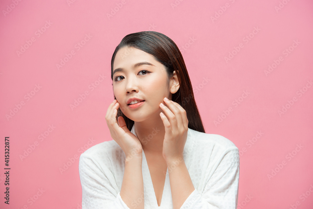 Beauty asian face of the young beautiful woman skin natural make up. close up face pretty portrait spa and salon in bathing suit concept Beauty asian face of the young beautiful woman skin natural make up. close up face pretty portrait spa and salon in bathing suit concept