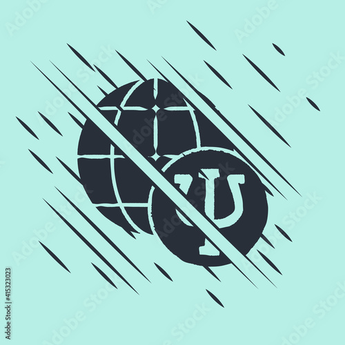 Black Psychology icon isolated on green background. Psi symbol. Mental health concept, psychoanalysis analysis and psychotherapy. Glitch style. Vector.