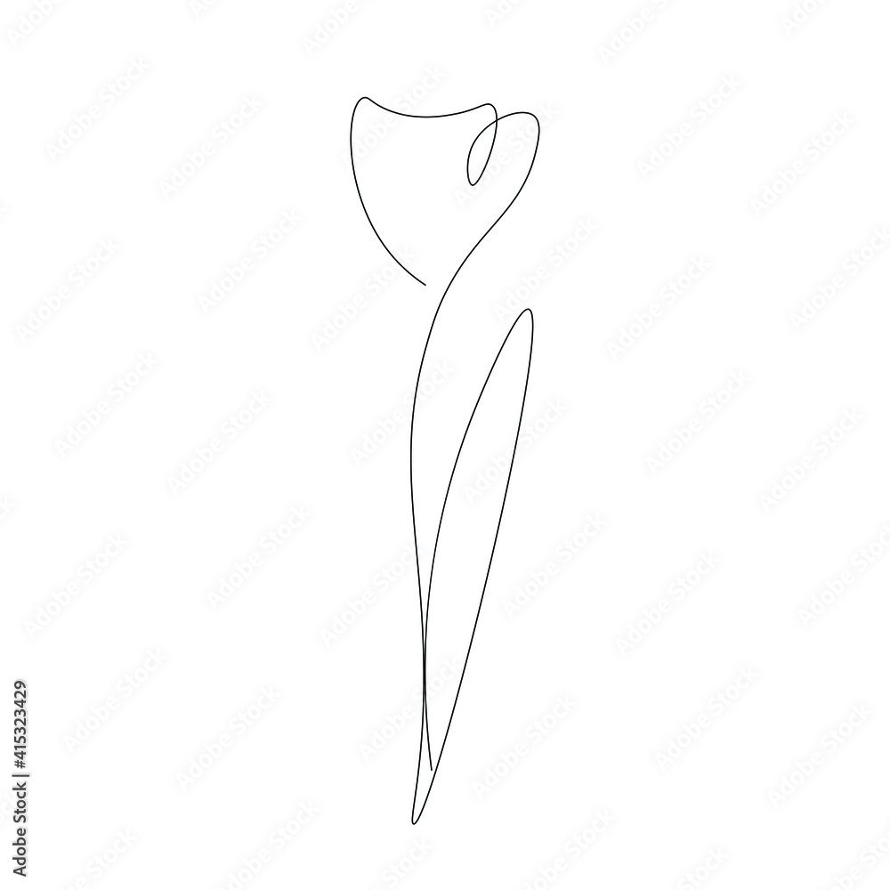 Flower line drawing, vector illustration Flower line drawing, vector illustration