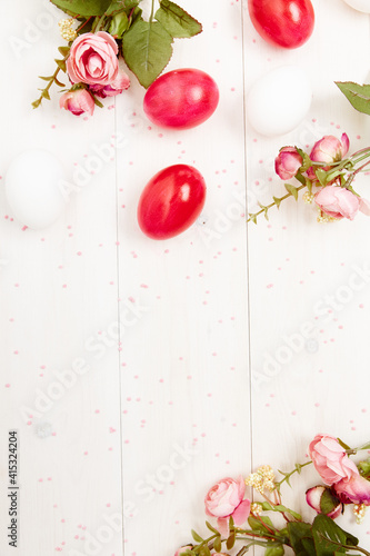 red easter eggs flowers decoration tradition spring holiday paperspace photo