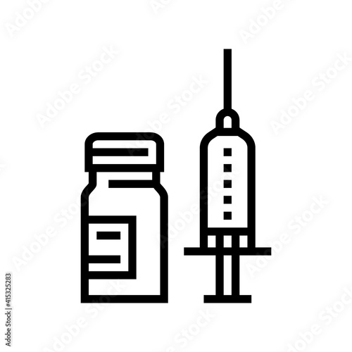 syringe anesthesia and ampoule line icon vector. syringe anesthesia and ampoule sign. isolated contour symbol black illustration