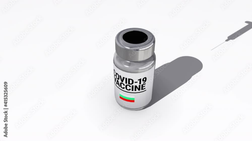 Seamless looping 3D animation of the covid-19 vaccine injection of a bottle with the flag of Bulgaria in 4K resolution Seamless looping 3D animation of the covid-19 vaccine injection of a bottle with the flag of Bulgaria in 4K resolution