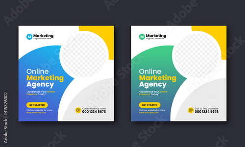 Corporate social media post design. Digital and online marketing social media banner design template.