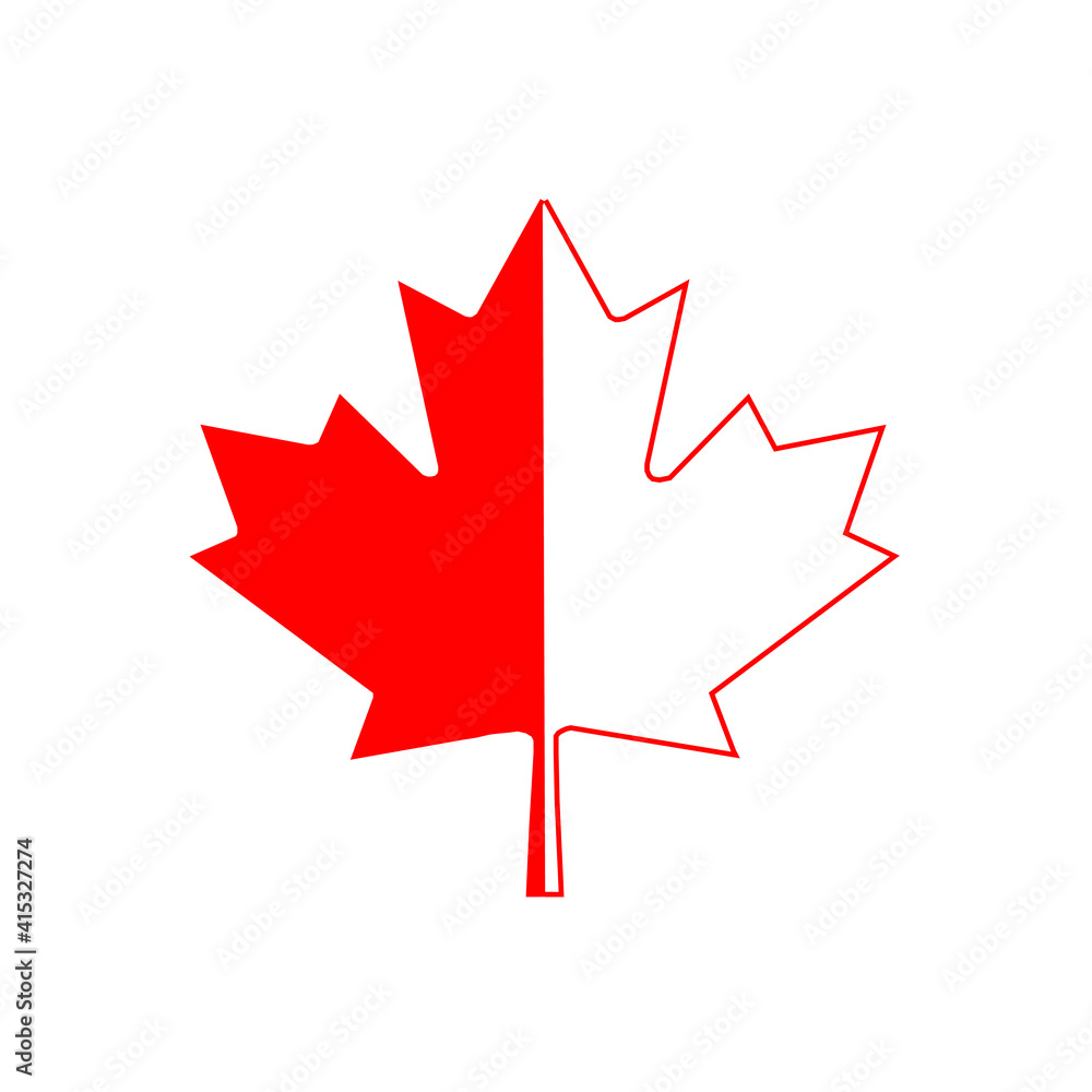 Two colored Maple Leaf from Canada Flag in bright red and thick black background. Two colored Maple Leaf from Canada Flag in bright red and thick black background.