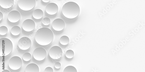 Photos white background with volumetric white hemispheres and a place for an inscriptio