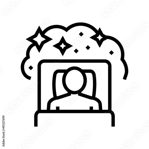 sleeping with dream patient line icon vector. sleeping with dream patient sign. isolated contour symbol black illustration