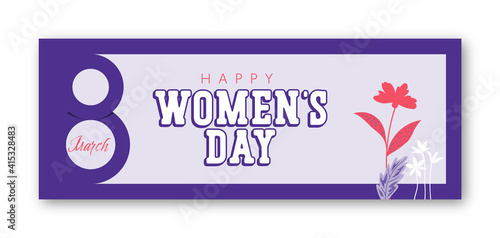 International Women's Day social media or website banner template. 8 March Decorative design concept.