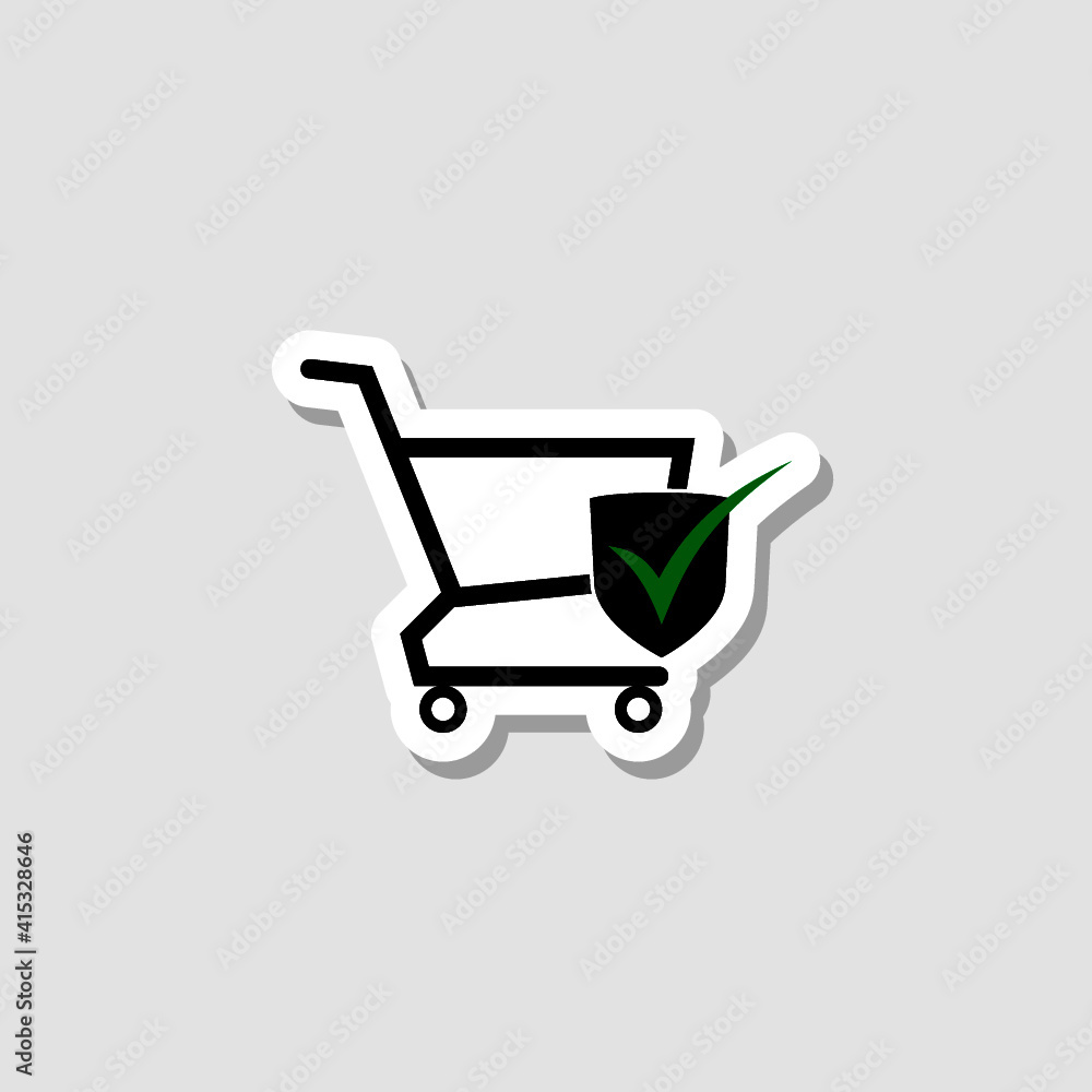 Black Shopping Cart icon sticker Black Shopping Cart icon sticker