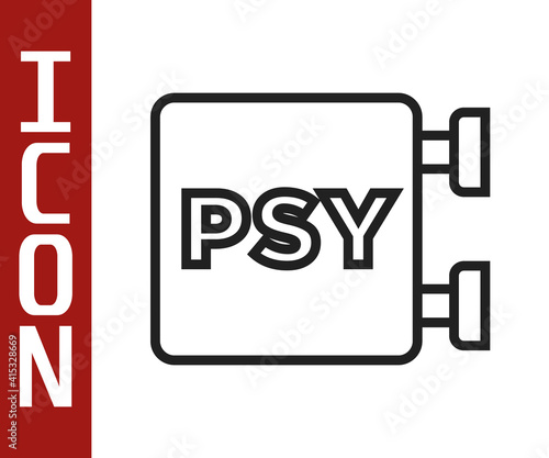 Black line Psychology icon isolated on white background. Psi symbol. Mental health concept, psychoanalysis analysis and psychotherapy. Vector.