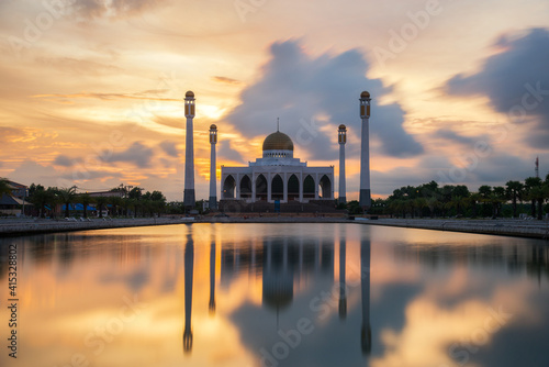 Landscape of beautiful sunset sky at Central Mosque  Songkhla province  Thailand