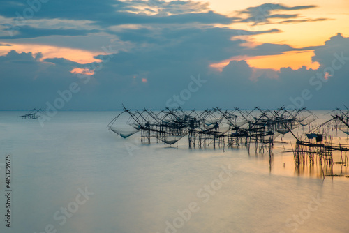 Fish catching and giant yo at Klong Pak Pra, Phatthalung Thailand.