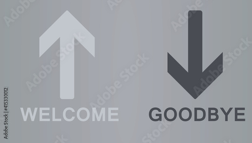 Grey welcome and goodbye arrow. vector